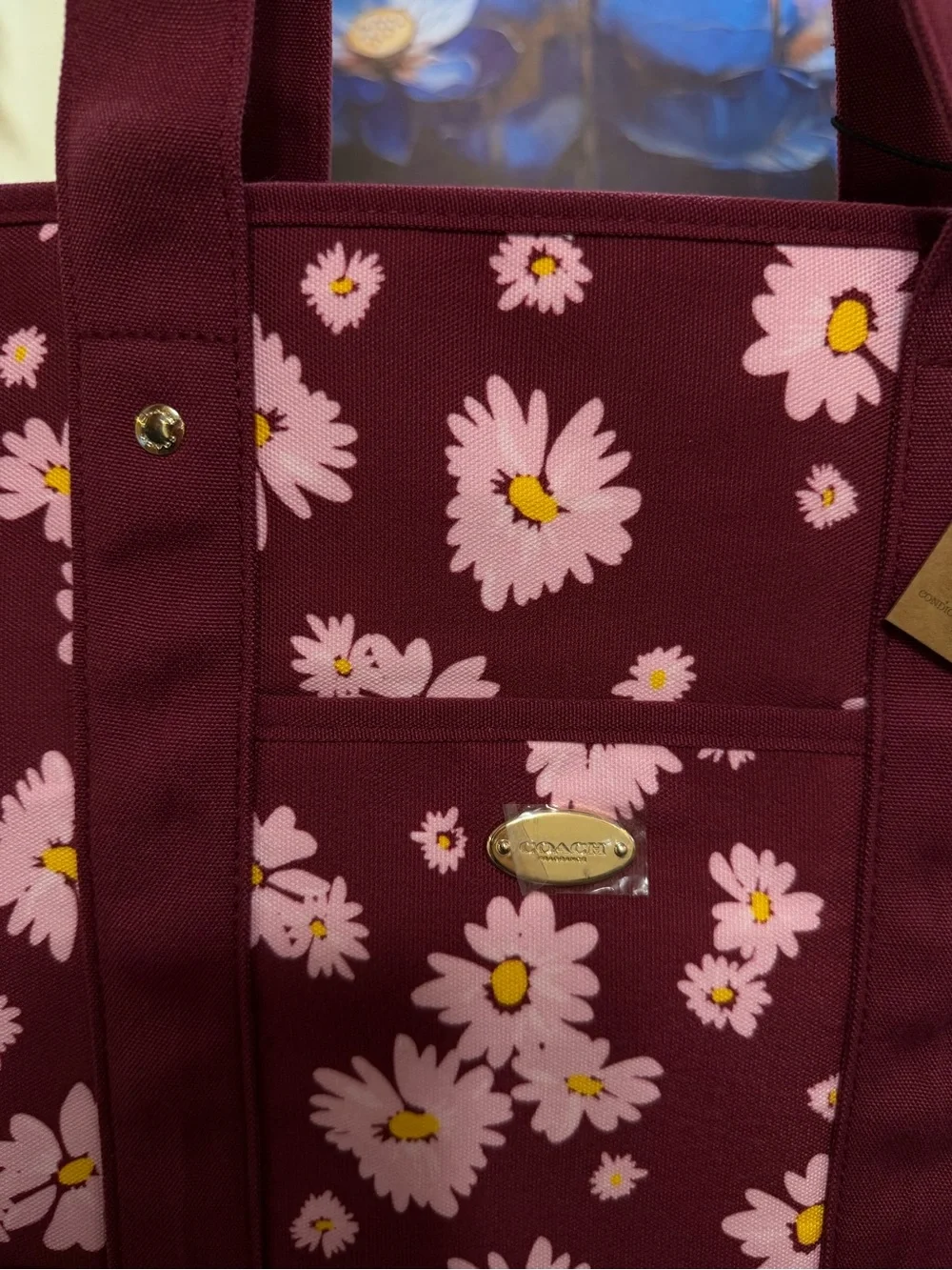 Coach Fragrance Daisy Tote Bag Burgundy Floral Canvas Promo GWP NWT